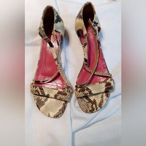 Kate Spade Snake Print Leather Cross Strap Sandals